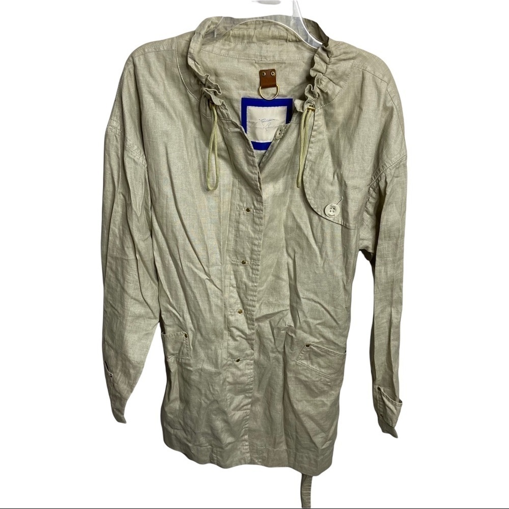 Thomas Burberrys Size Large Linen Flax Beige Vintage Jacket